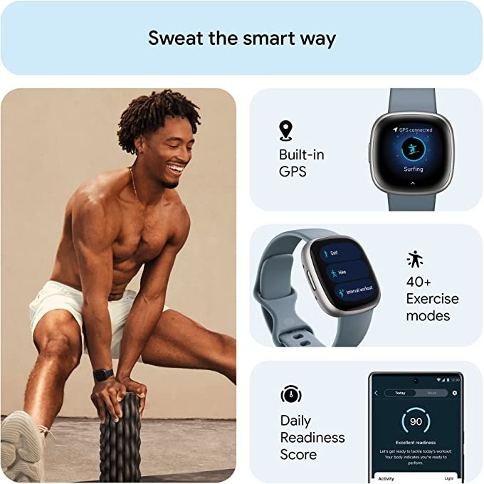 Fitbit versa 4 relógio intelig - Heart Rate Gps Watch avaliação e preço