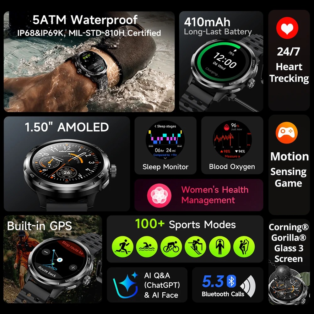 Relógio Inteligente Ulefone Ar - Heart Rate Gps Watch avaliação e preço